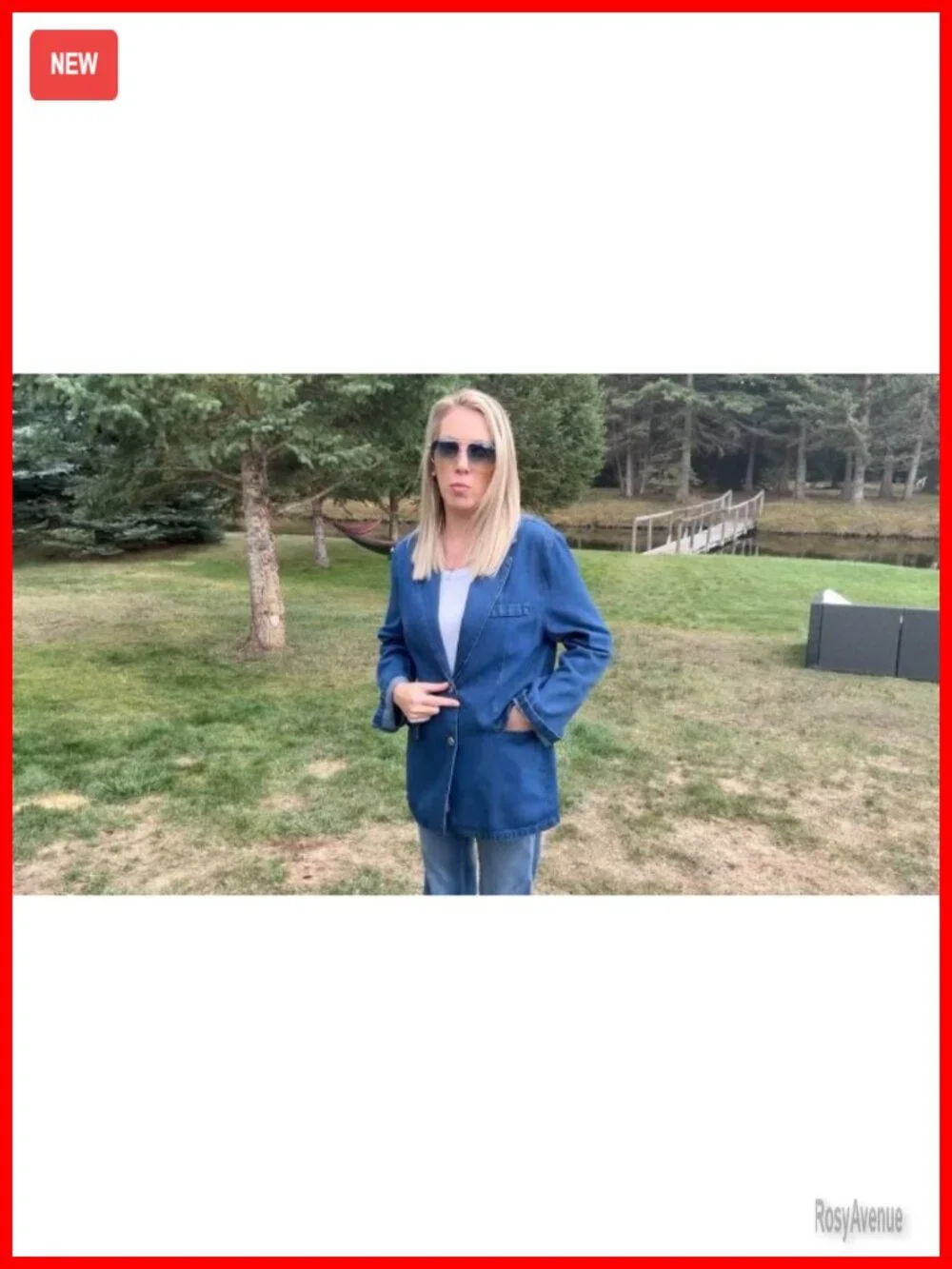 Women's Open Front Denim Blazer Jacket Lightweight Casual Blazer